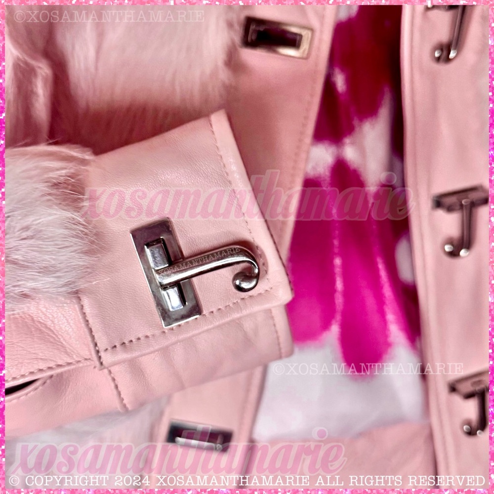 Vintage Y2K Juicy Couture Rare HTF Viva La Juicy Pink Rabbit Fur Jacket Coat - Picture 12 of 15